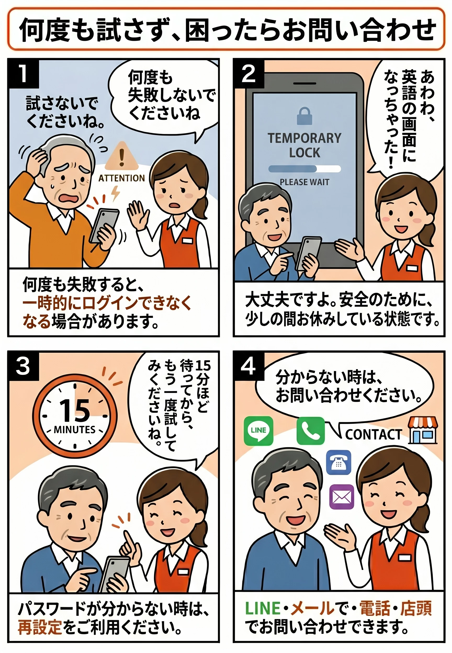 何度も試さず、困ったらお問い合わせ